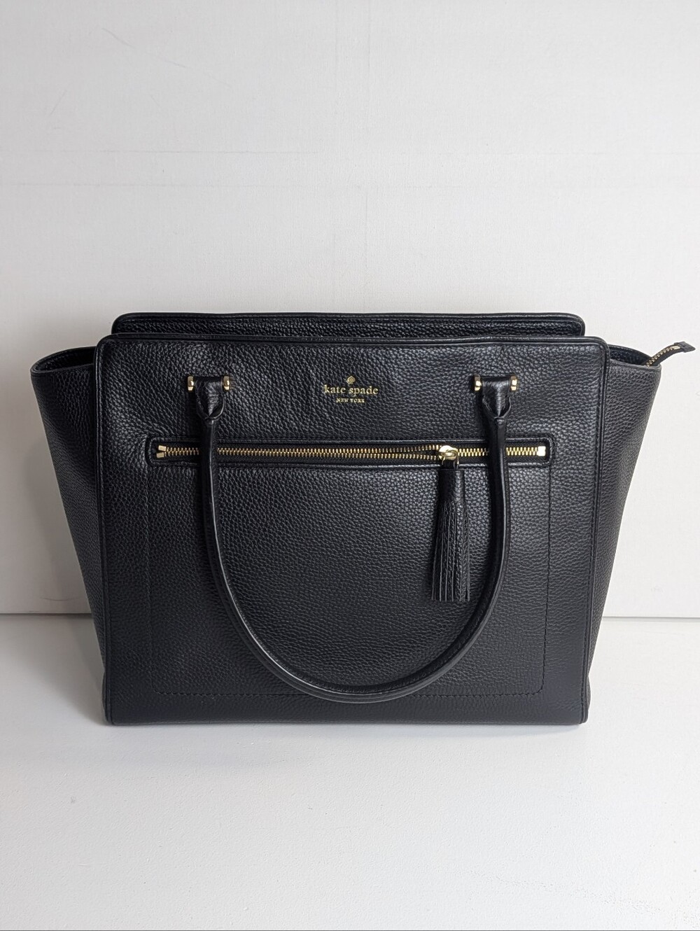 KATE SPADE NEW YORK ALLYN CHESTER STREET BAG SATCHEL PEBBLED LEATHER BLACK EUC
